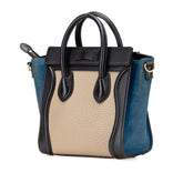 セリーヌ ラゲージ マイクロショッパー ハンドバッグ ショルダーバッグ 2WAY ネイビー グレージュ レザー スウェード レディース CELINE 【中古】